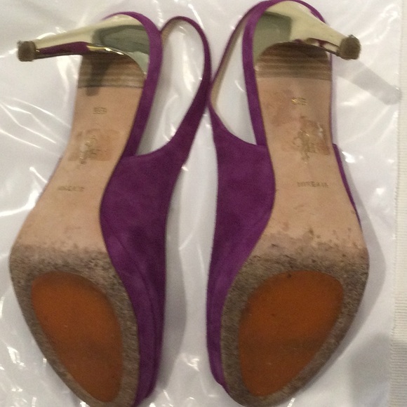 Cole Haan purple and gold sling back heels - Picture 7 of 9
